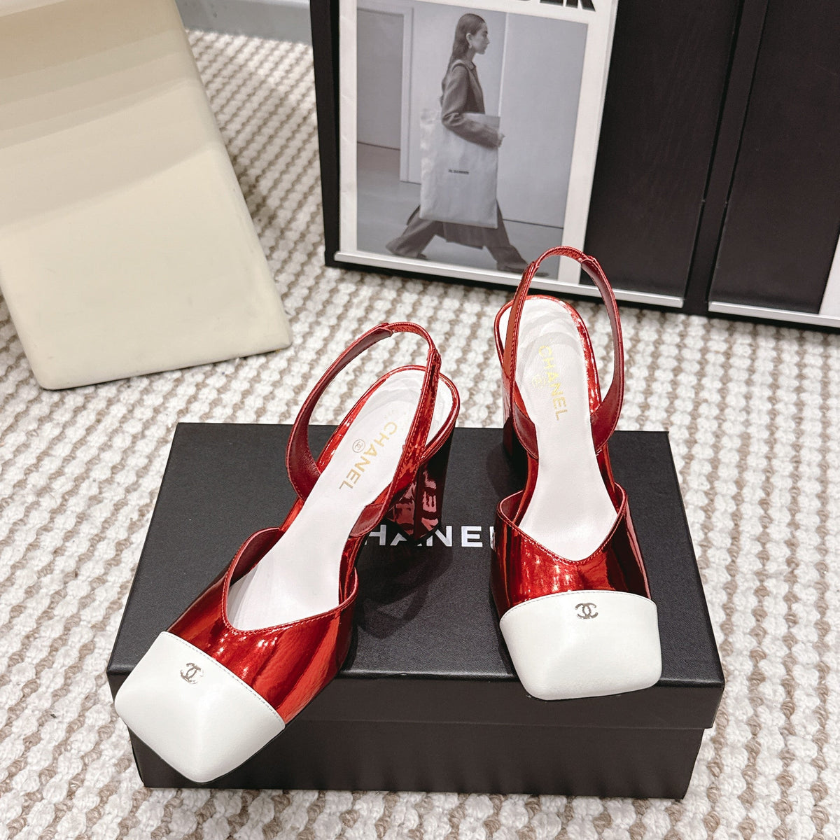 CC 2026 Slingbacks 9cm Red White Patent Leather 721442