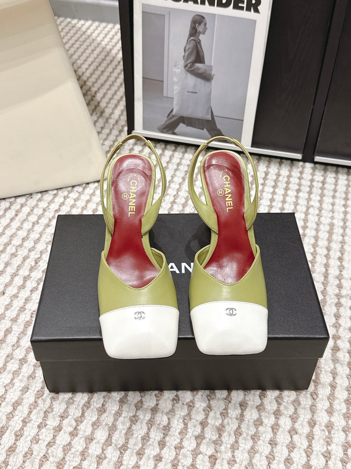 CC 2026 Slingbacks 9cm Green White Lambskin 721446