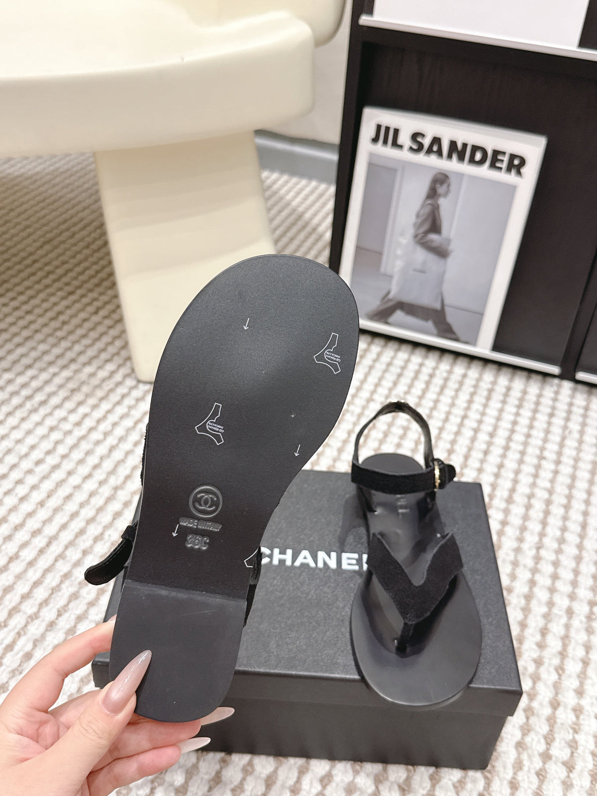 CC Strappy Sandals Black Suede Leather 721499