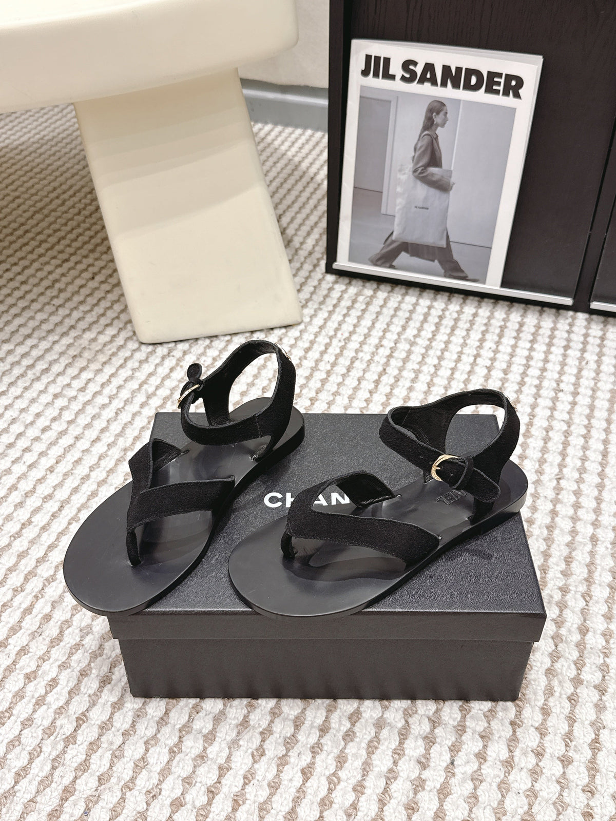 CC Strappy Sandals Black Suede Leather 721499