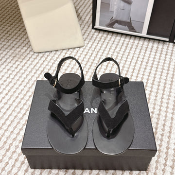 CC Strappy Sandals Black Suede Leather 721499