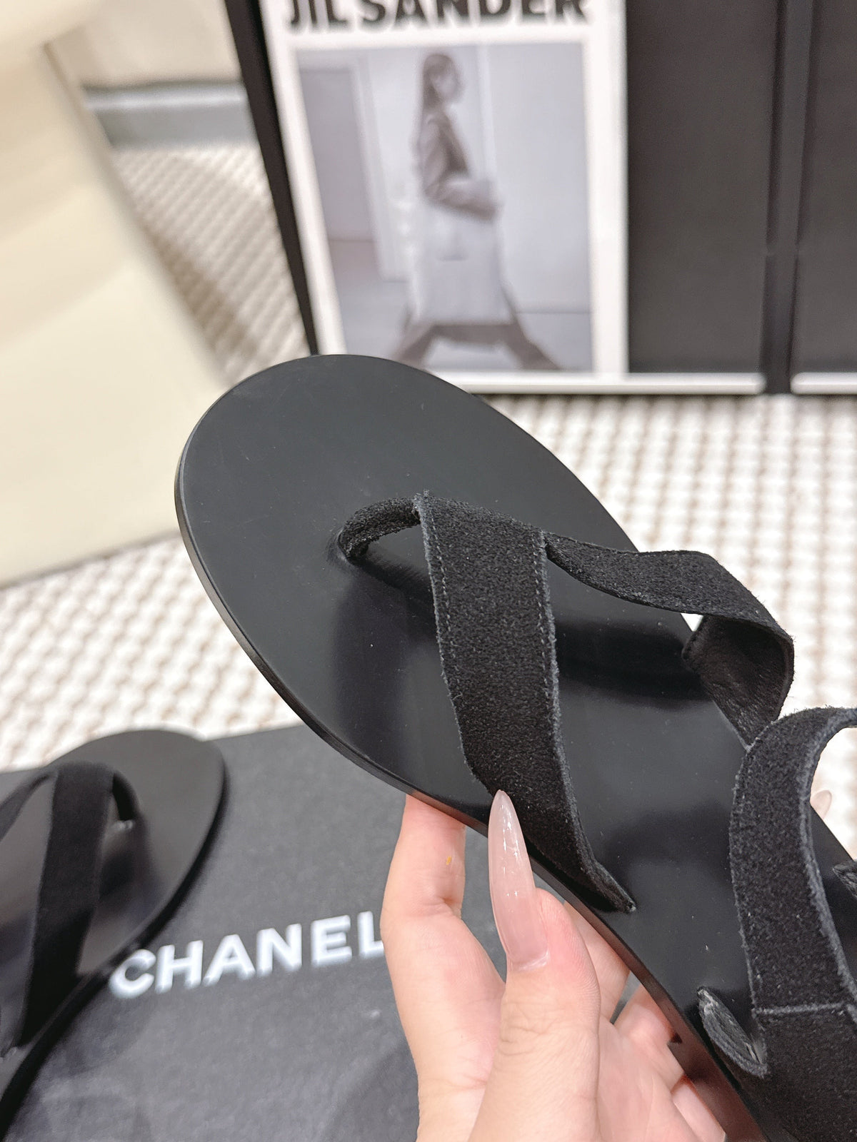 CC Strappy Sandals Black Suede Leather 721499