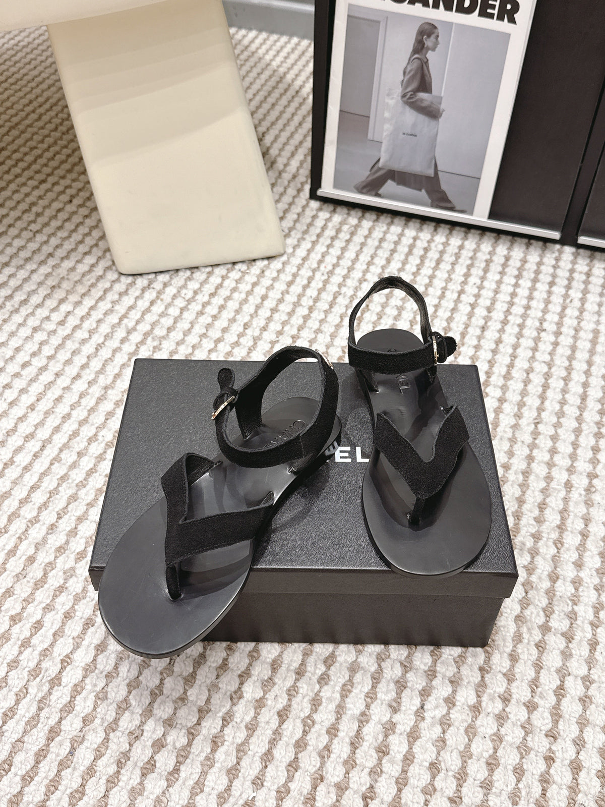 CC Strappy Sandals Black Suede Leather 721499