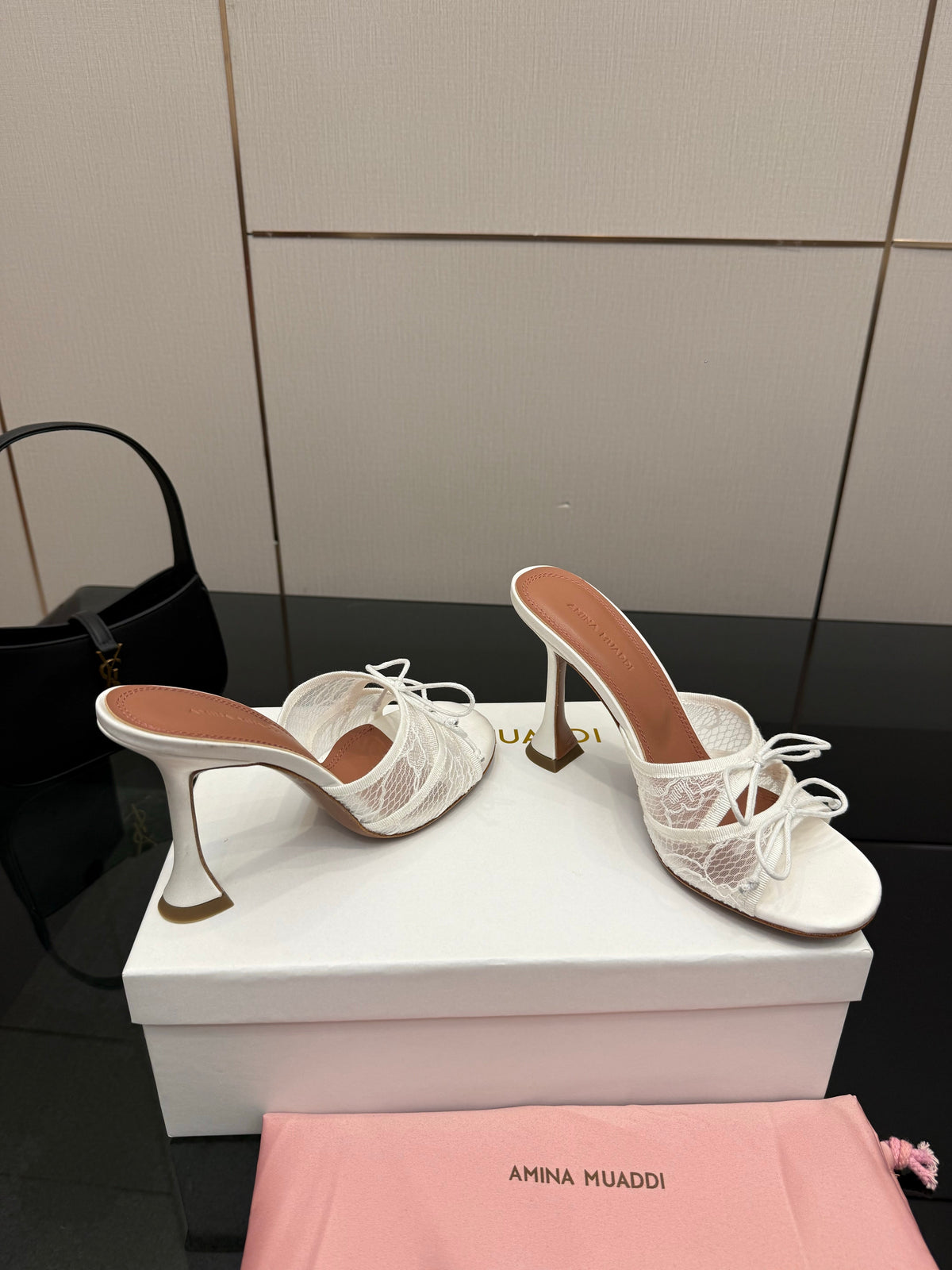 Amina Muaddi Alexa Lace Slipper 95 White Lace 726129