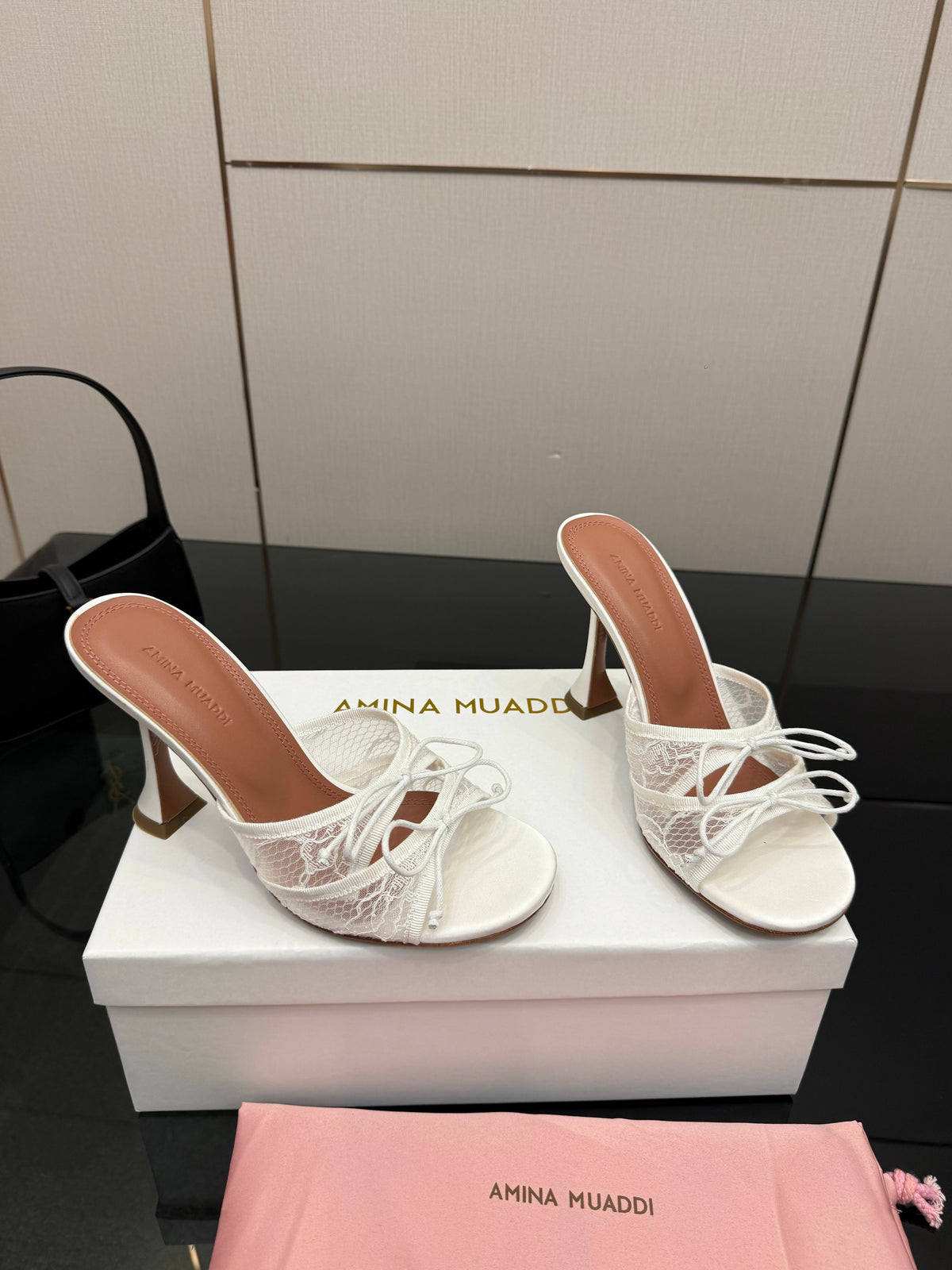 Amina Muaddi Alexa Lace Slipper 95 White Lace 726129