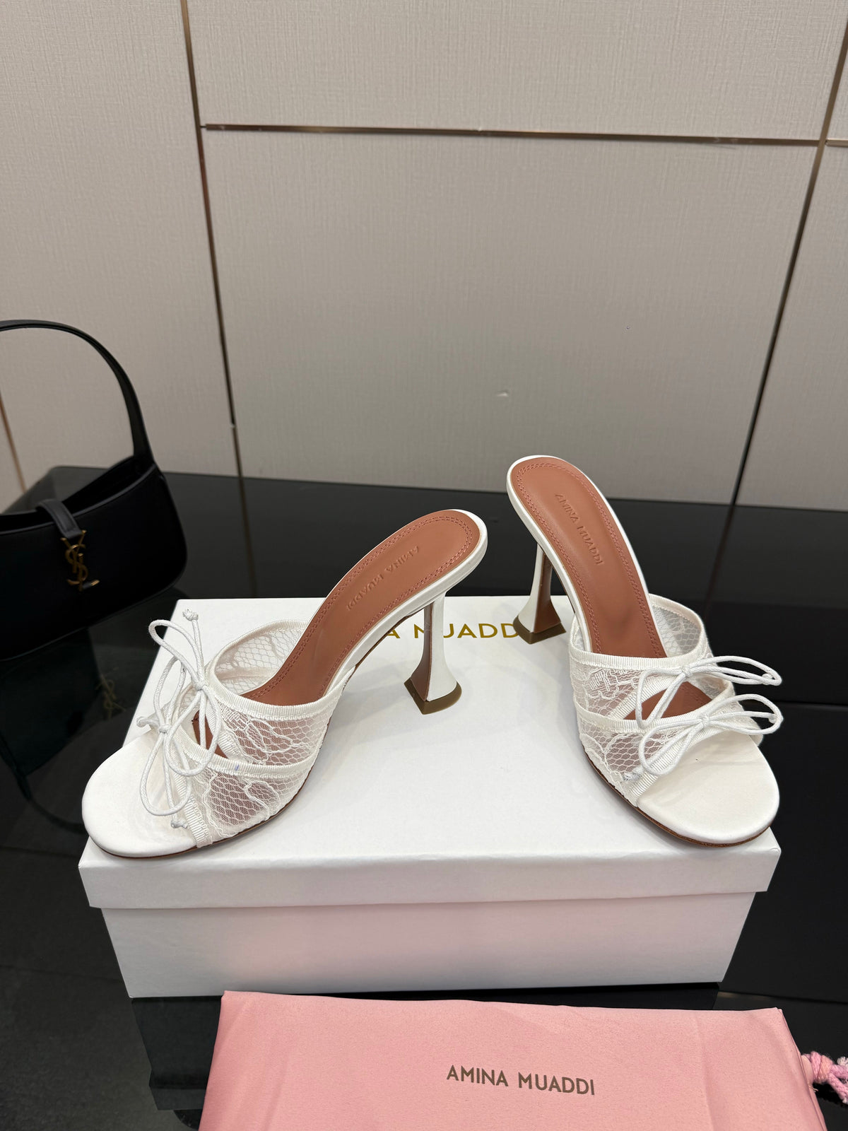 Amina Muaddi Alexa Lace Slipper 95 White Lace 726129