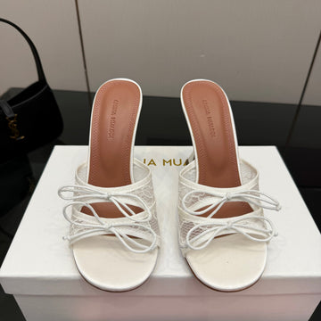 Amina Muaddi Alexa Lace Slipper 95 White Lace 726129