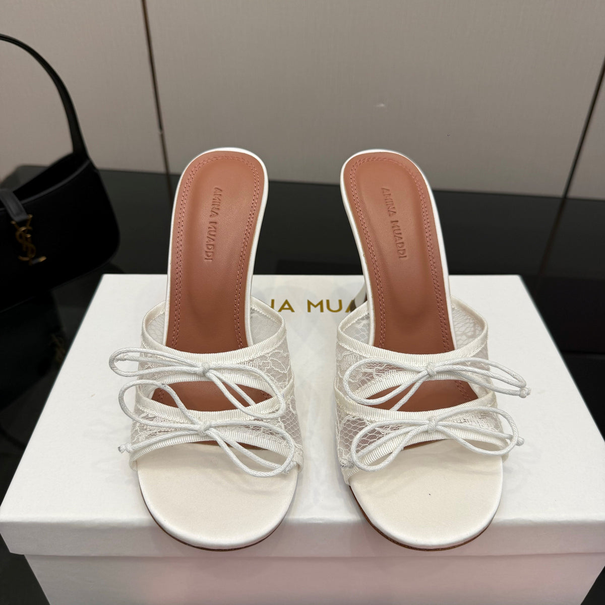 Amina Muaddi Alexa Lace Slipper 95 White Lace 726129
