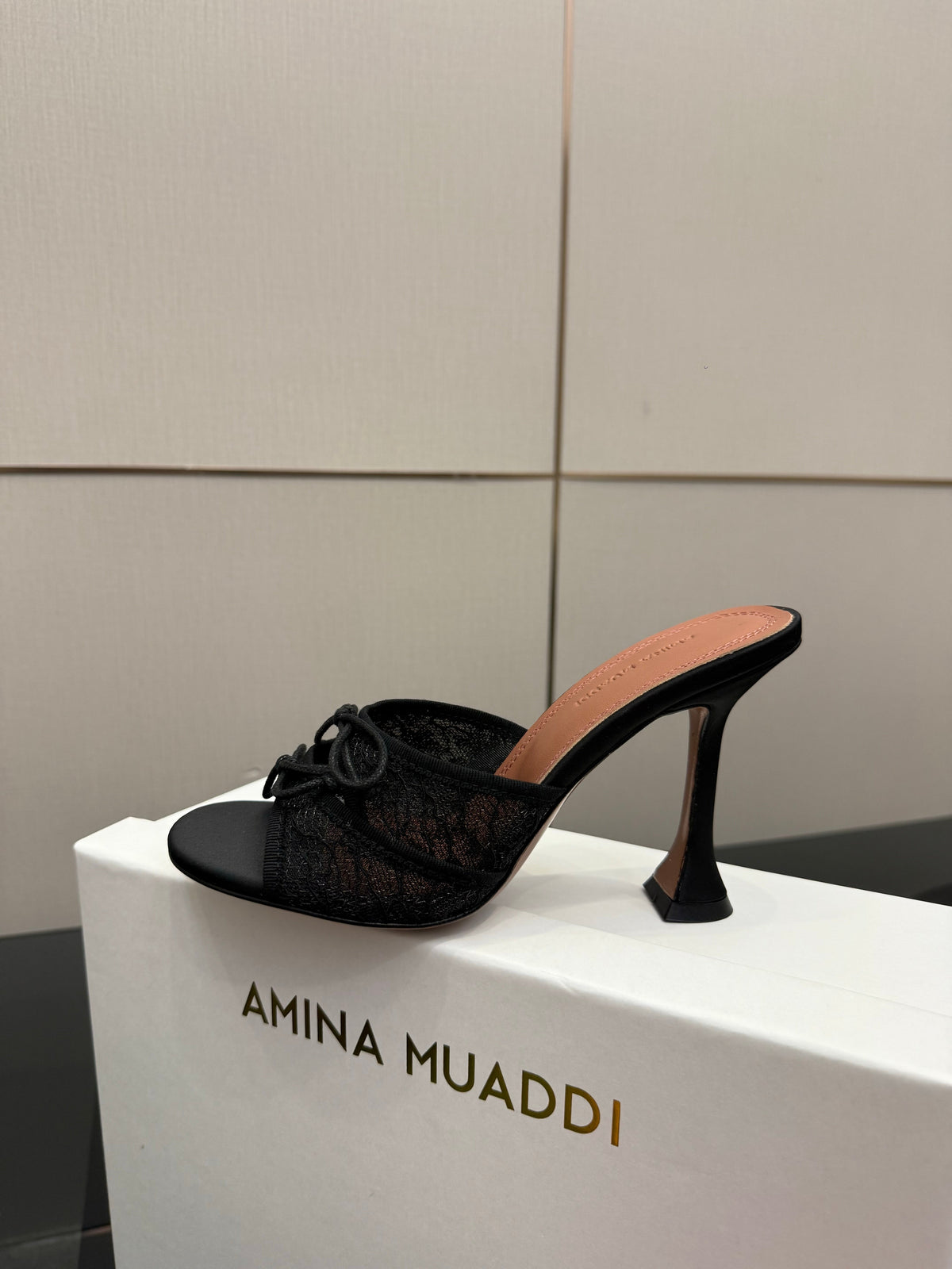 Amina Muaddi Alexa Lace Slipper 95 Black Lace 726130