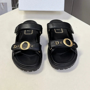 Dior 2026 Velcro Slip-on Sandal Black Leather 716903