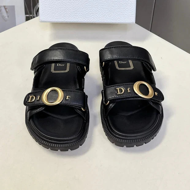 Dior 2026 Velcro Slip-on Sandal Black Leather 716903
