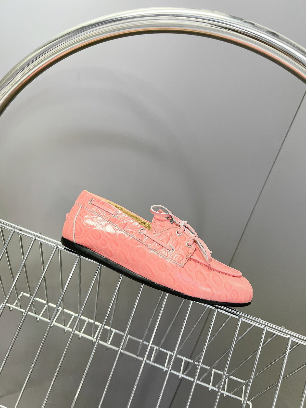 Miu 26s Loafer Light Pink Croc Embossed Leather 794787