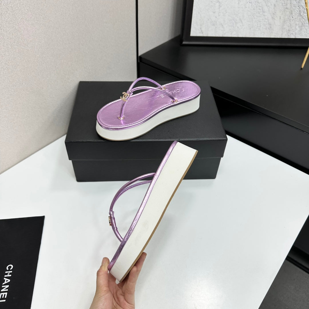 CC 26s Platform Thong Sandals Purple Metalic Lambskin 817602
