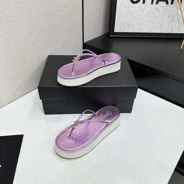 CC 26s Platform Thong Sandals Purple Metalic Lambskin 817602