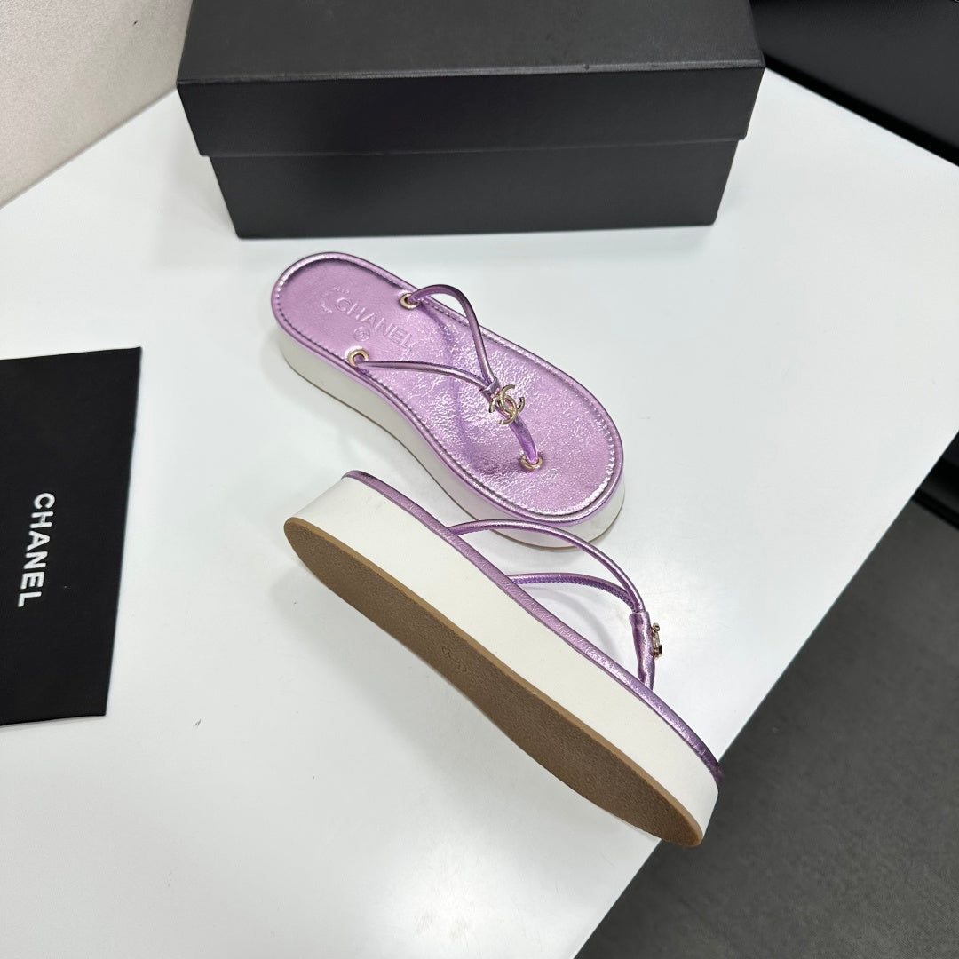CC 26s Platform Thong Sandals Purple Metalic Lambskin 817602