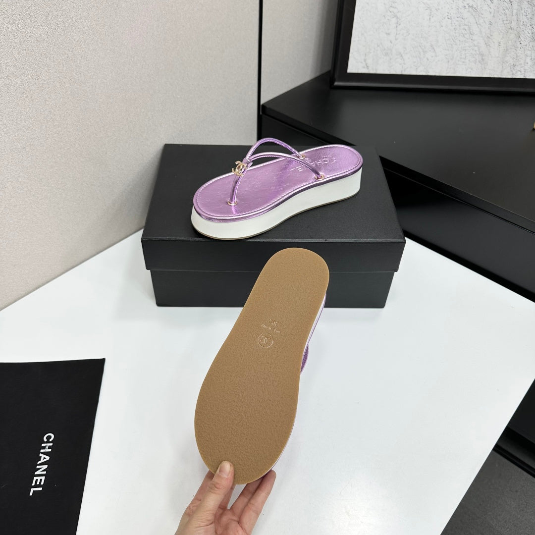 CC 26s Platform Thong Sandals Purple Metalic Lambskin 817602