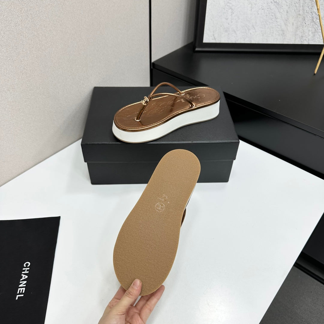 CC 26s Platform Thong Sandals Copper Metalic Lambskin 817601