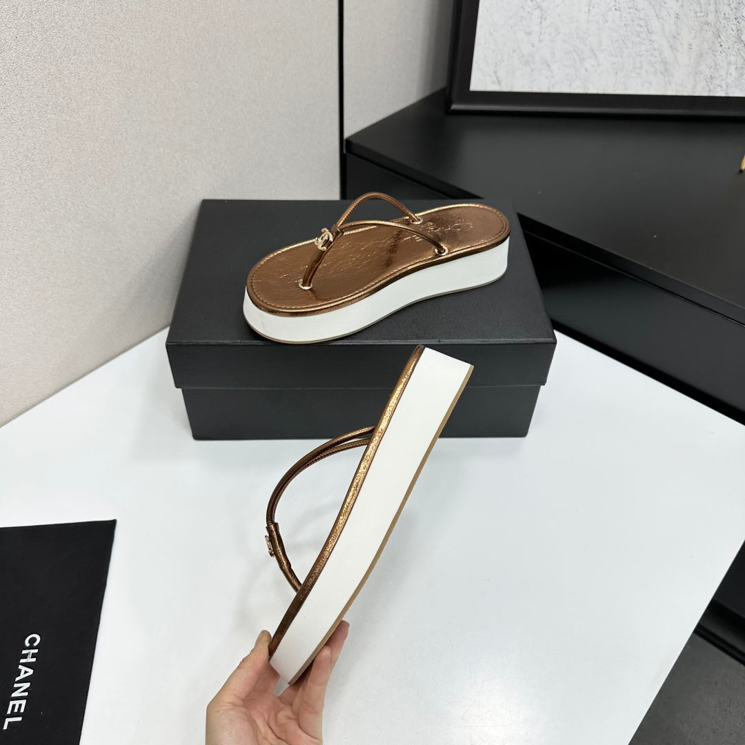 CC 26s Platform Thong Sandals Copper Metalic Lambskin 817601