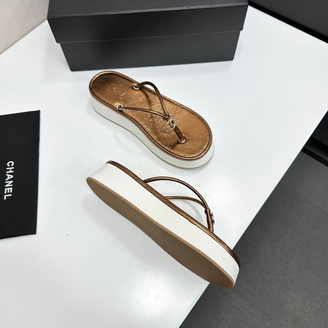 CC 26s Platform Thong Sandals Copper Metalic Lambskin 817601