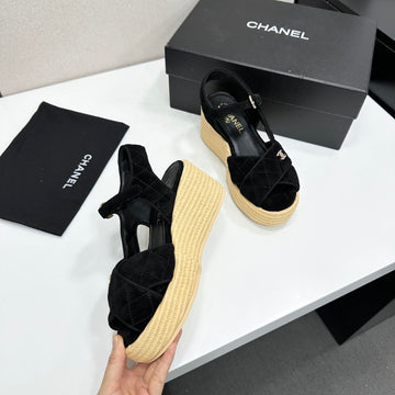 CC 26s Wedge Sandals Black Suede 925929