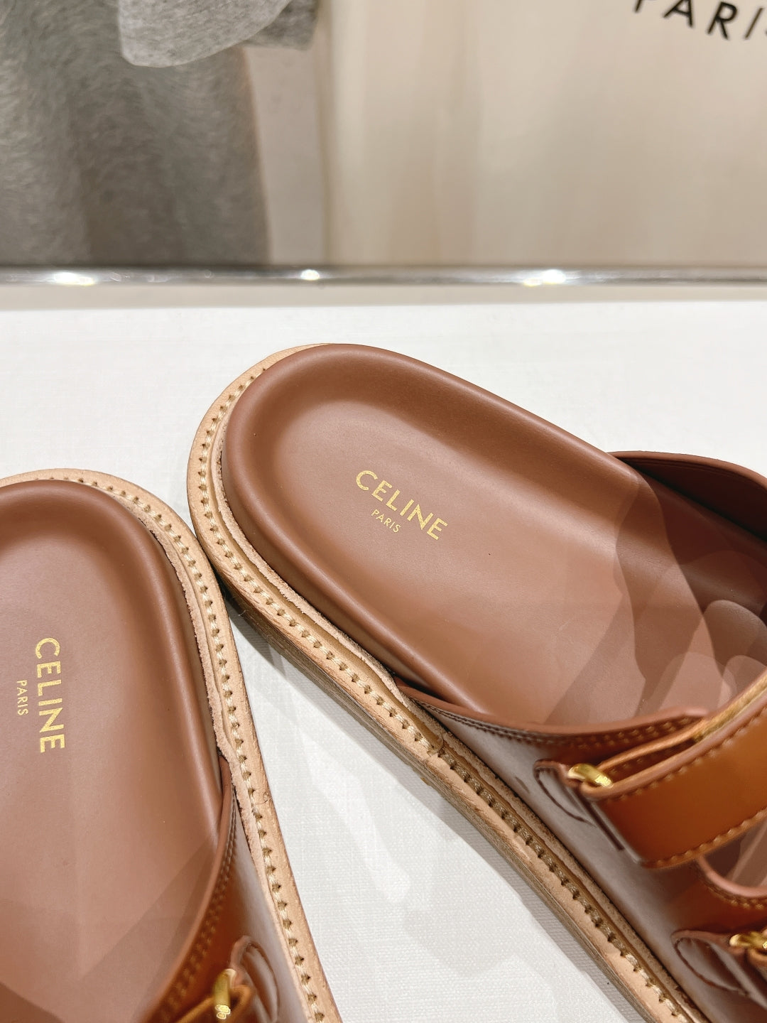CELINE Dad Sandal Mule Chocolate Cowhide 236754