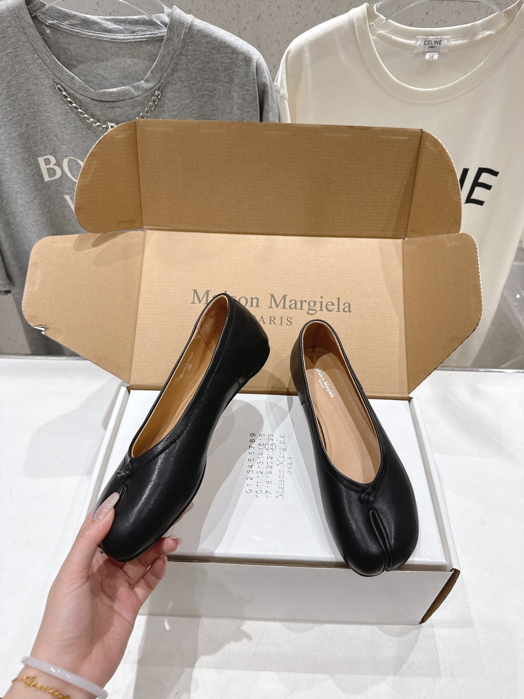 Maison Margiela Ballerina Shoes Black Leather