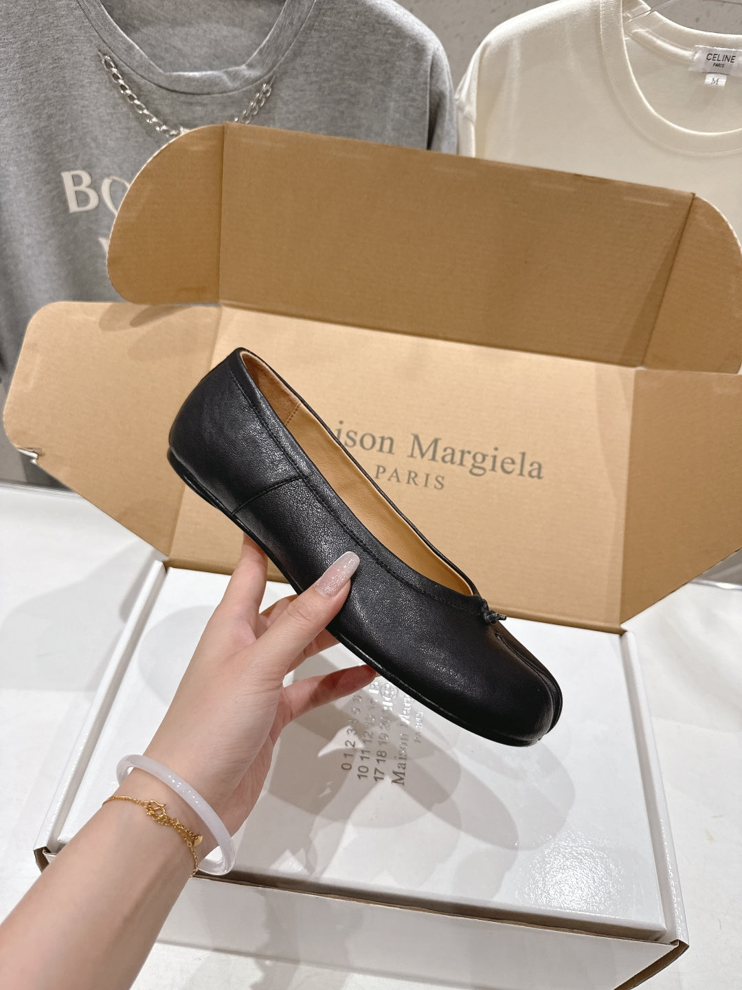 Maison Margiela Ballerina Shoes Black Leather