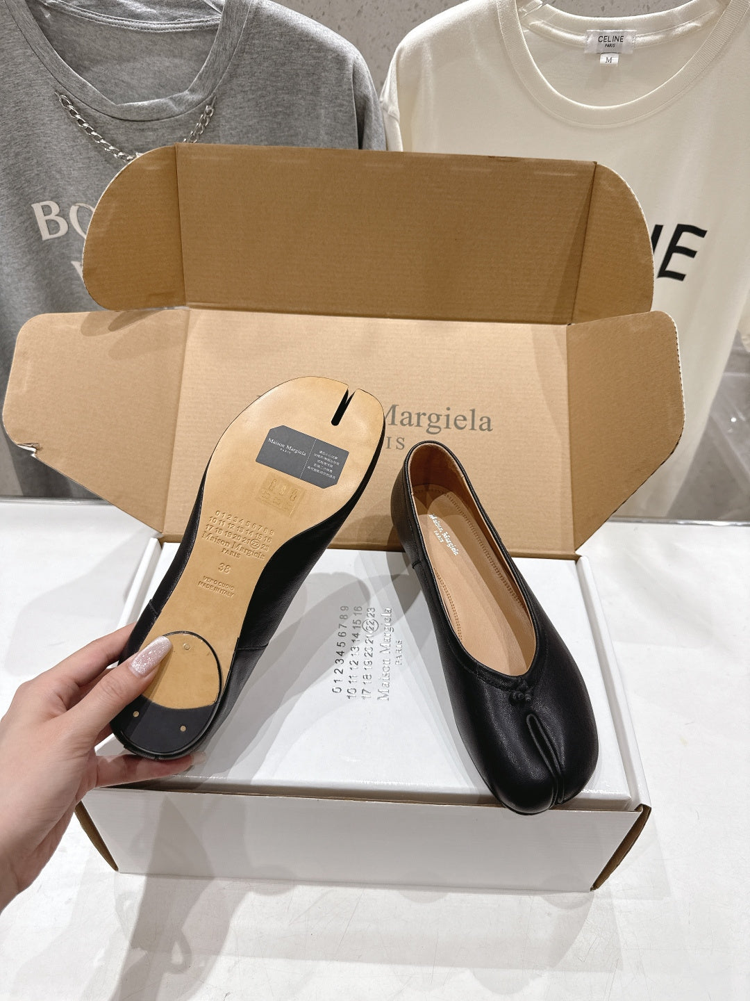 Maison Margiela Ballerina Shoes Black Leather