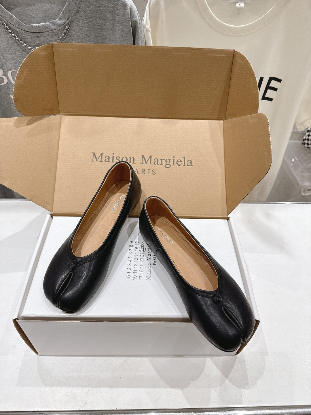Maison Margiela Ballerina Shoes Black Leather