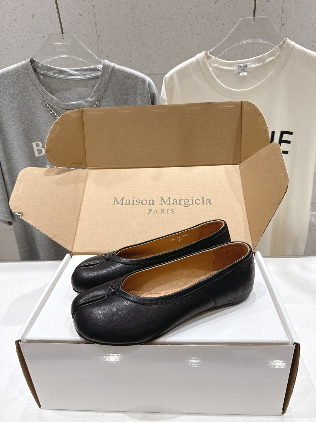Maison Margiela Ballerina Shoes Black Leather