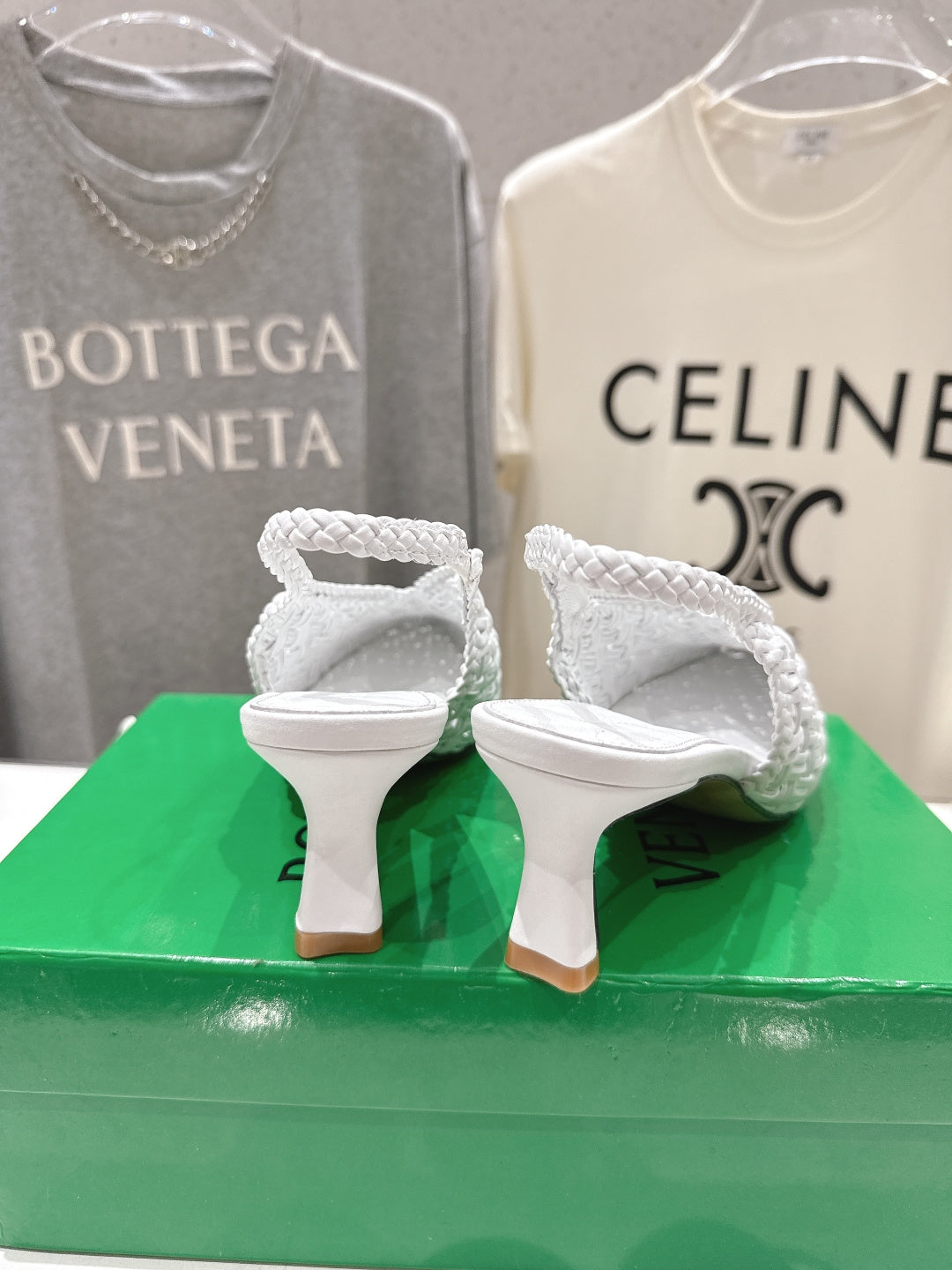 BV Parco Open-Back Sandals 5.5cm White Intrecciato Woven Leather