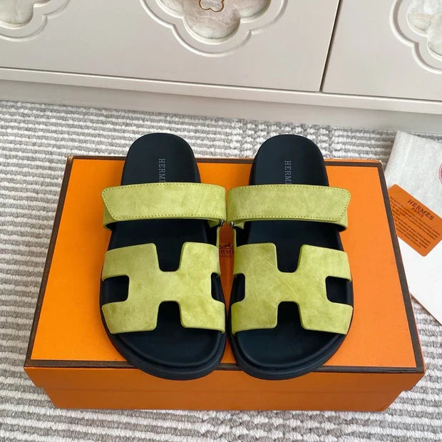 HM 2026 Velcro Slippers Lime Green Suede 667462