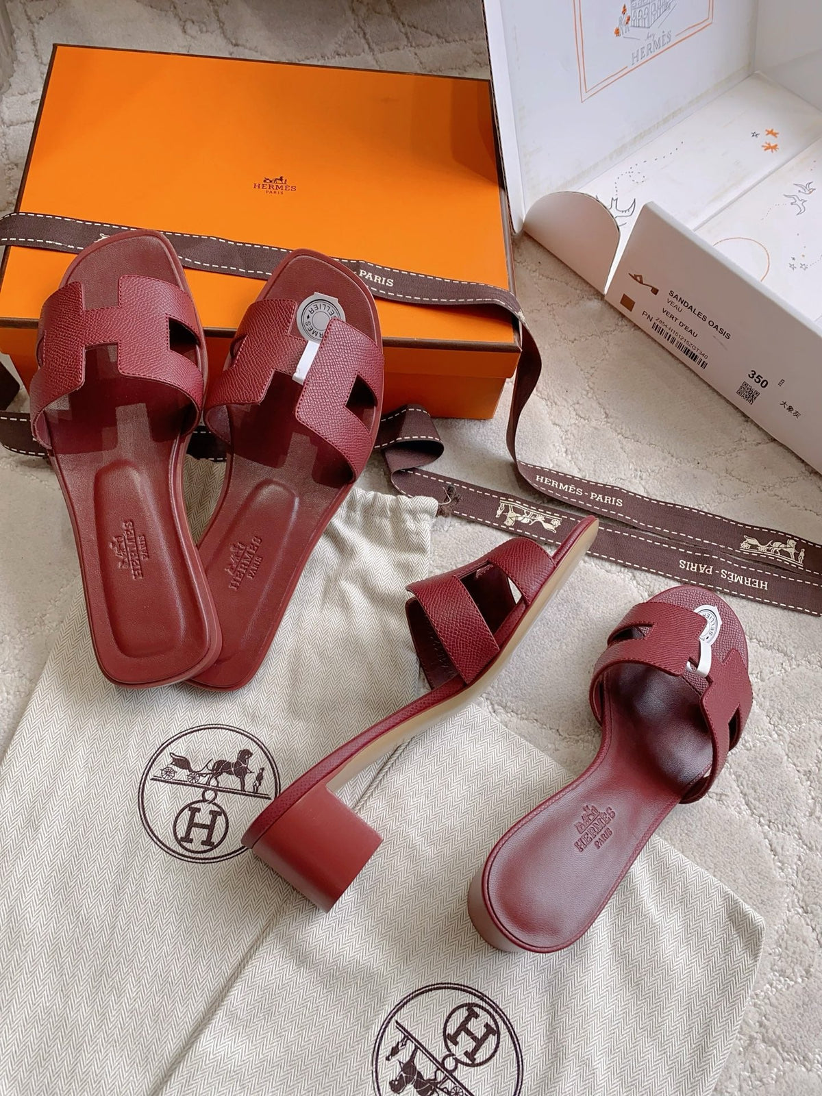 HM 26s Oran Sandal Burgundy Espom Goatskin 724268