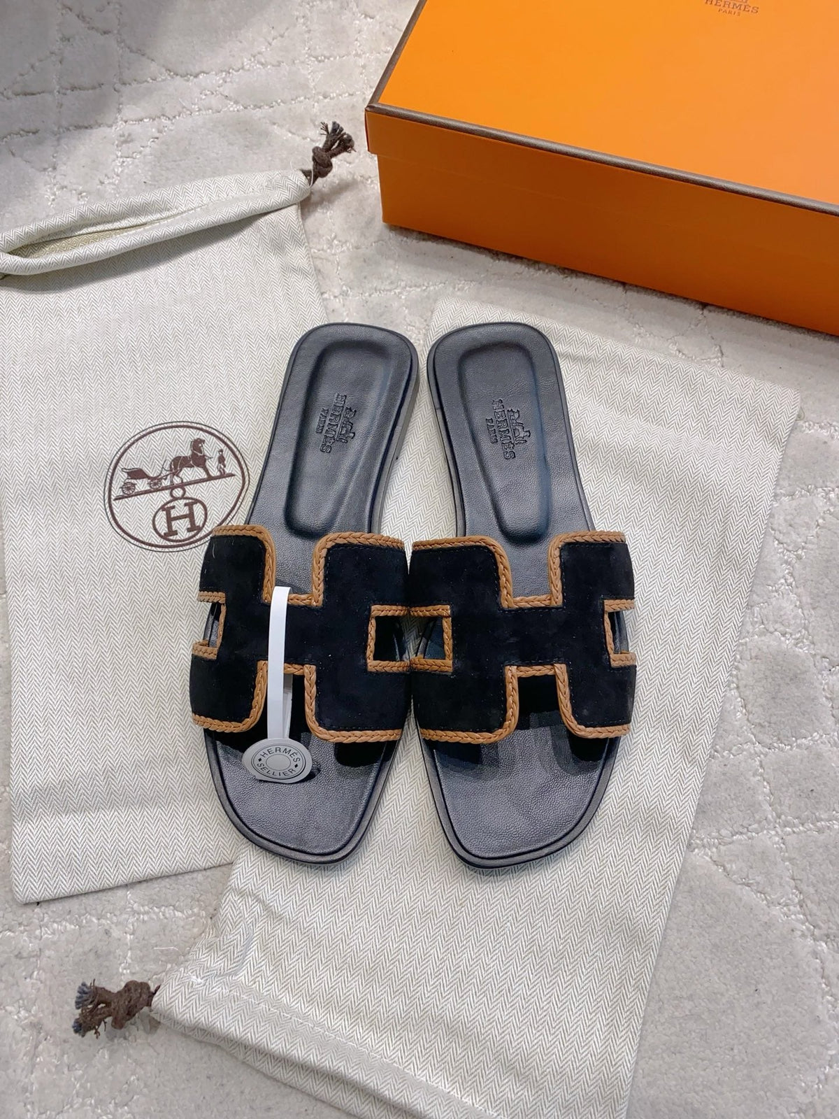 HM 26s Oran Sandal Black Suede Goatskin 724344