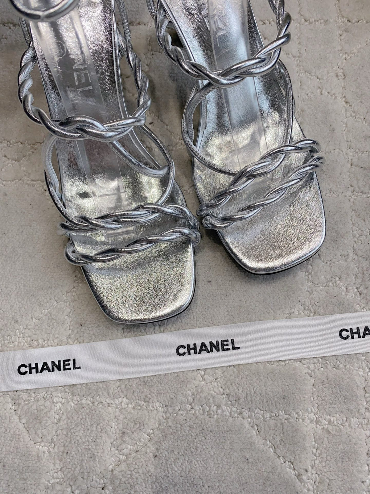 CC 26s Strappy Sandals 7.5cm Sliver Sheepskin 723622