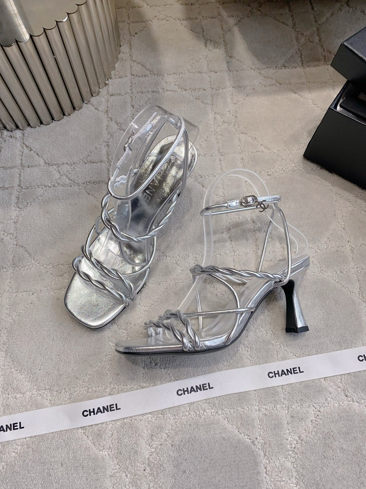 CC 26s Strappy Sandals 7.5cm Sliver Sheepskin 723622