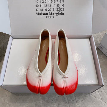Maison Margie Split-Toe Ballet Flats Red White Cowhide  724743