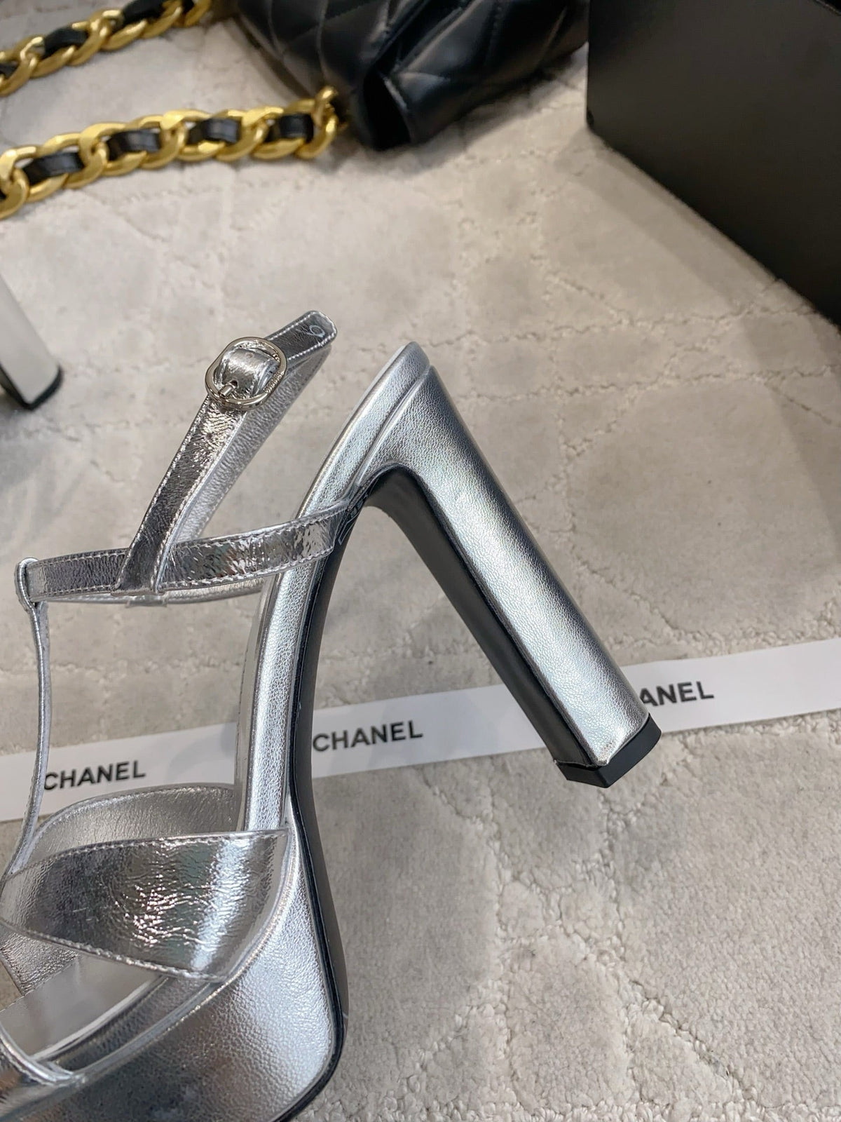 CC 26s Platform Stiletto Sandals 13cm Sliver Sheepskin 723712