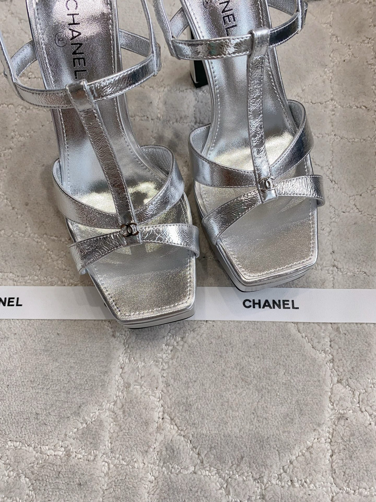 CC 26s Platform Stiletto Sandals 13cm Sliver Sheepskin 723712