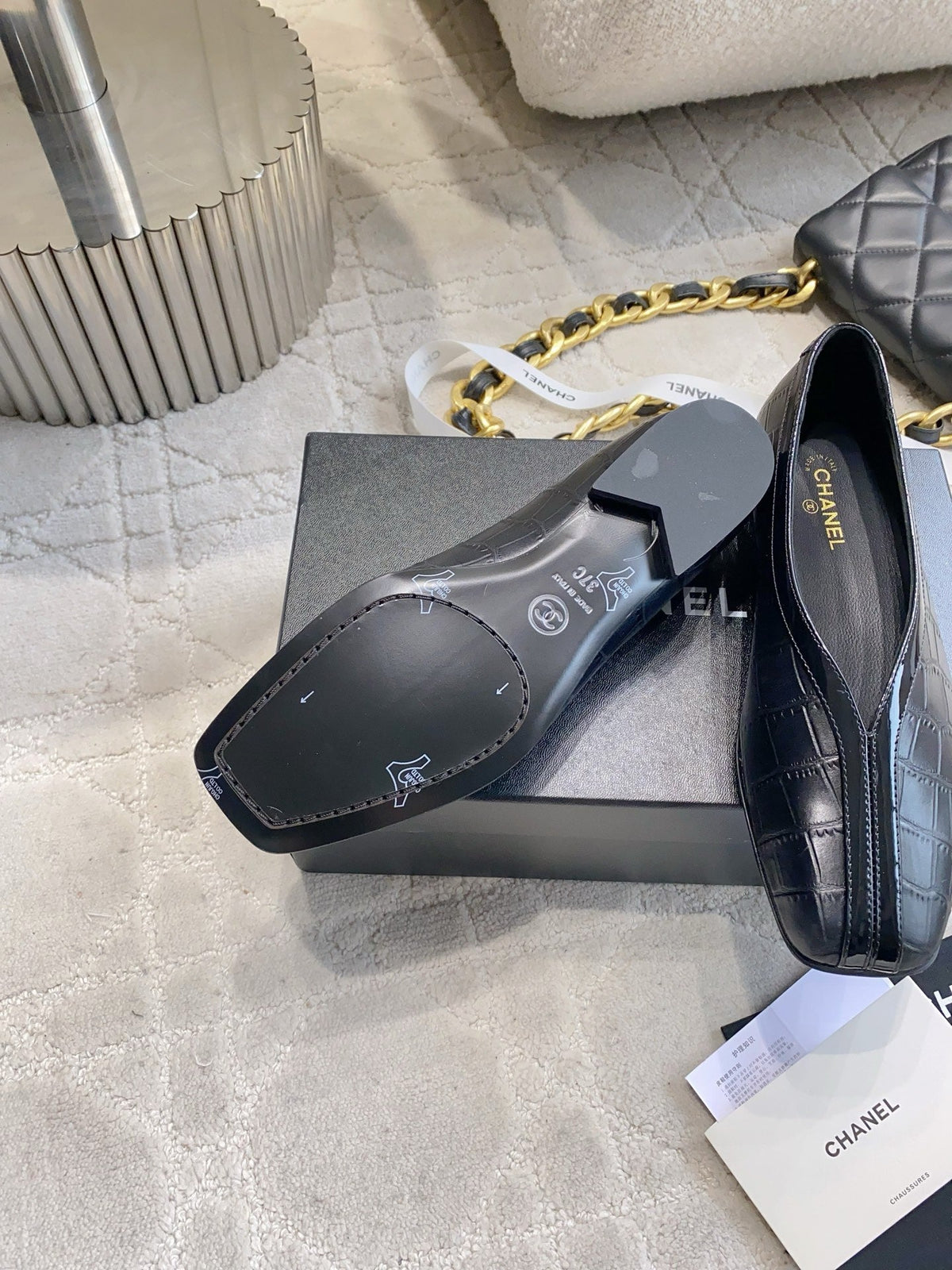 CC 26s Ballet Flat Matthieu Blazy Black Embossed Sheepskin 808124