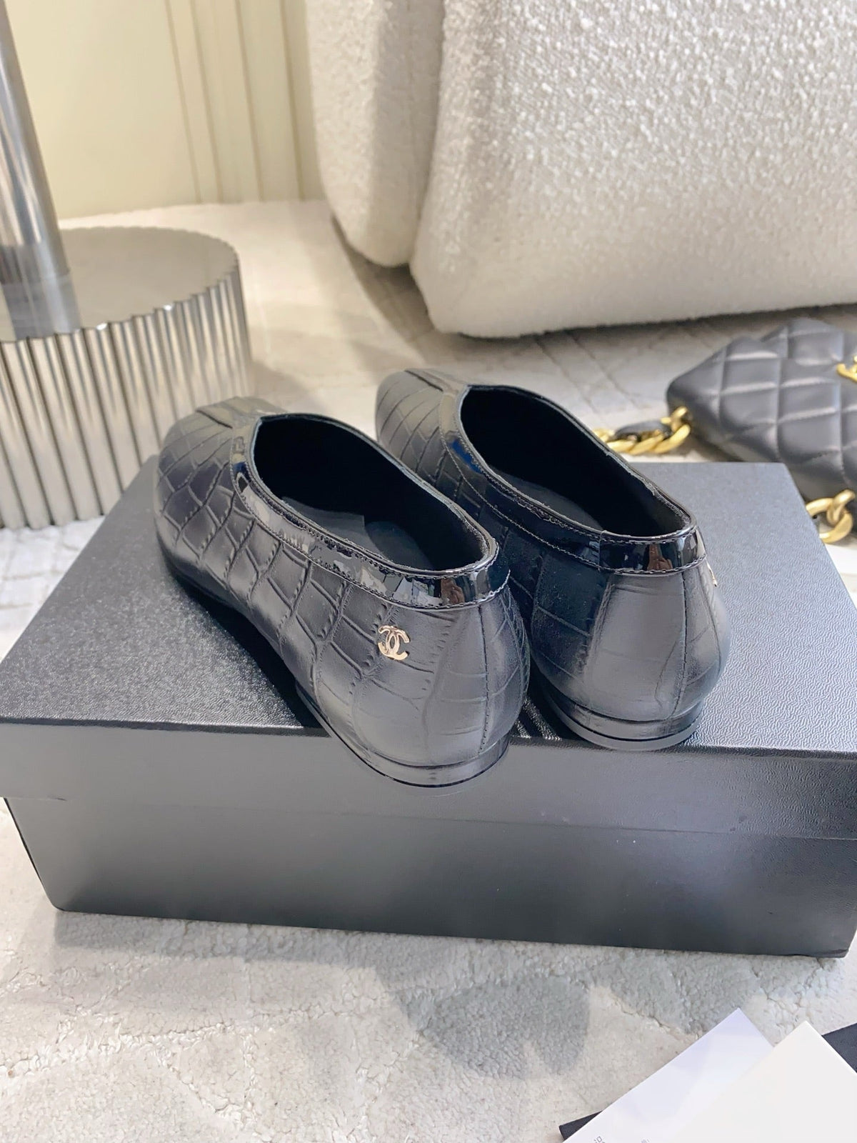 CC 26s Ballet Flat Matthieu Blazy Black Embossed Sheepskin 808124