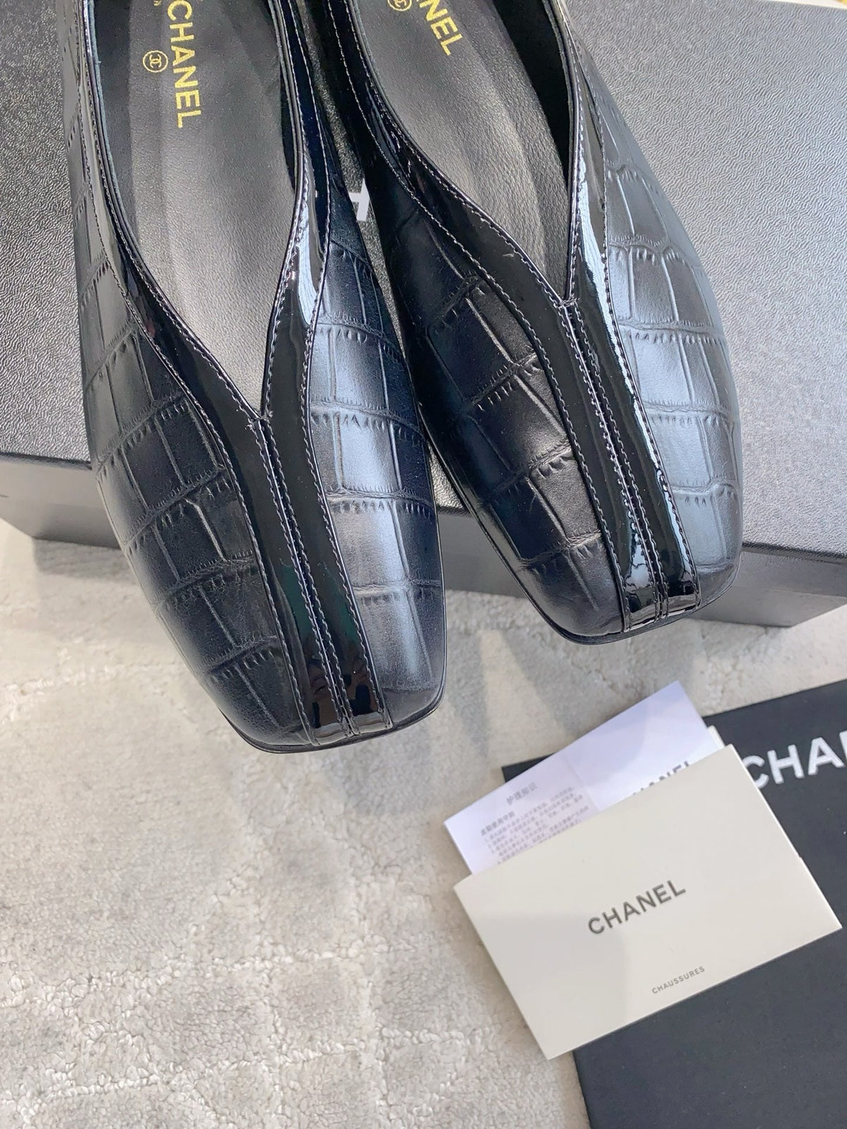 CC 26s Ballet Flat Matthieu Blazy Black Embossed Sheepskin 808124