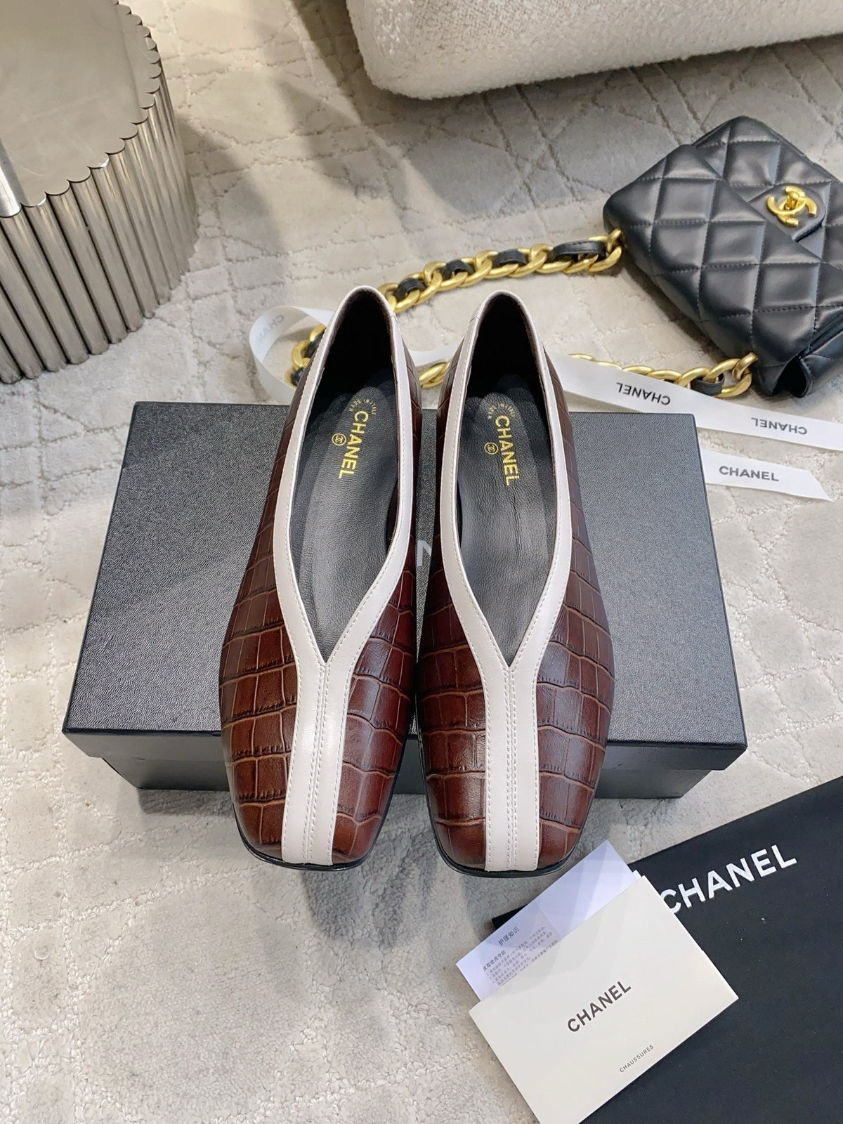 CC 26s Ballet Flat Matthieu Blazy Brown Embossed Sheepskin 808127