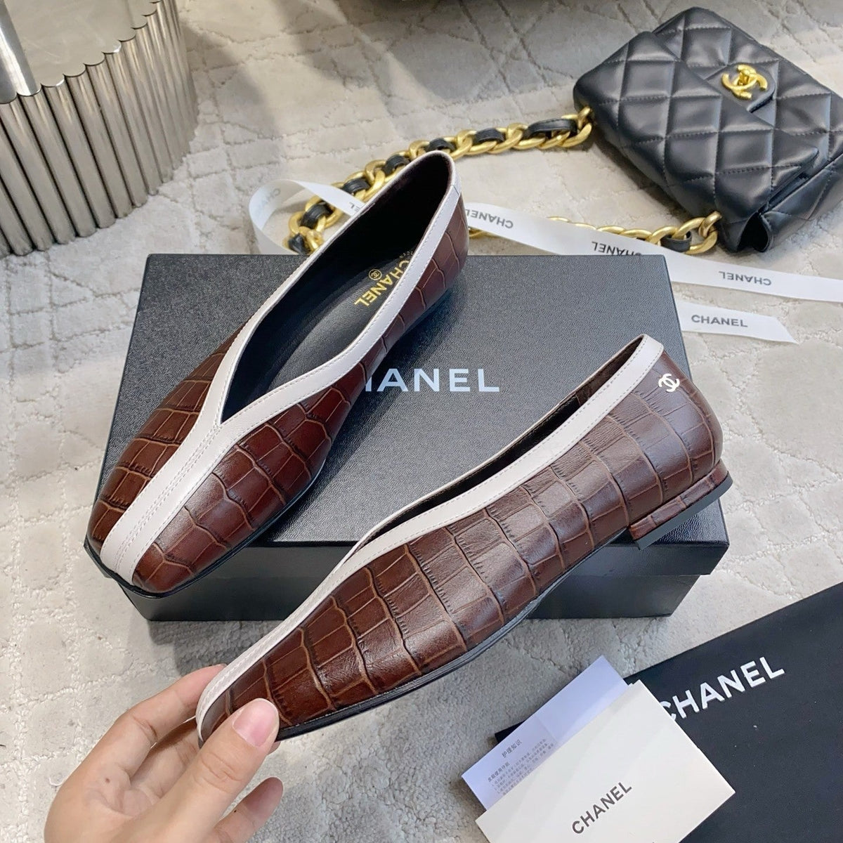 CC 26s Ballet Flat Matthieu Blazy Brown Embossed Sheepskin 808127