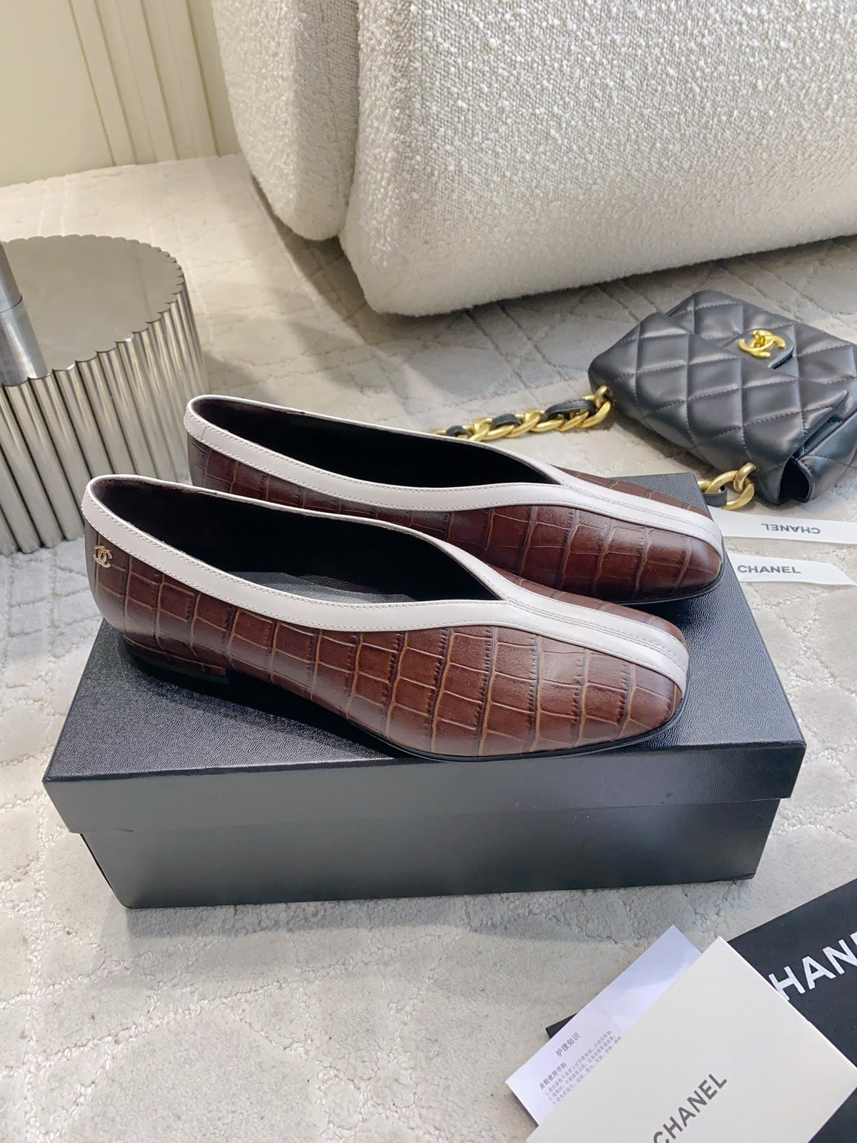 CC 26s Ballet Flat Matthieu Blazy Brown Embossed Sheepskin 808127