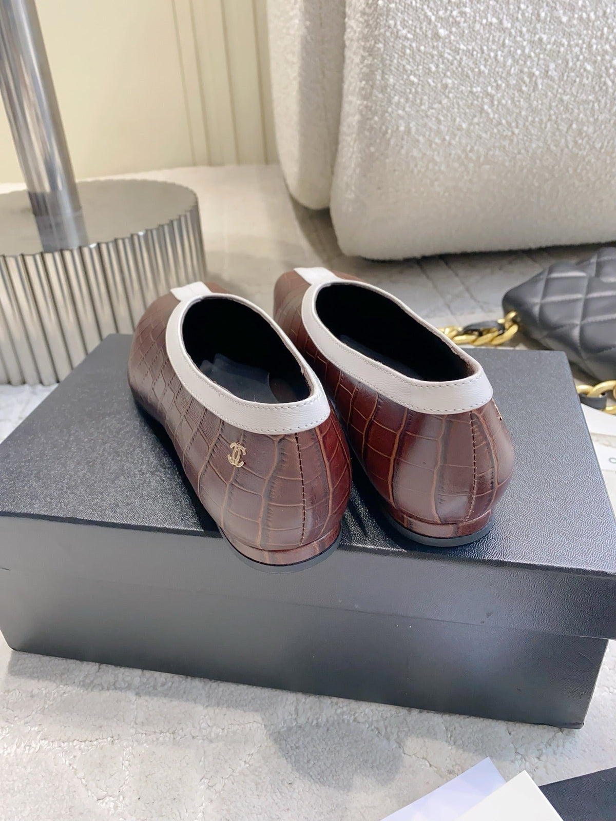 CC 26s Ballet Flat Matthieu Blazy Brown Embossed Sheepskin 808127