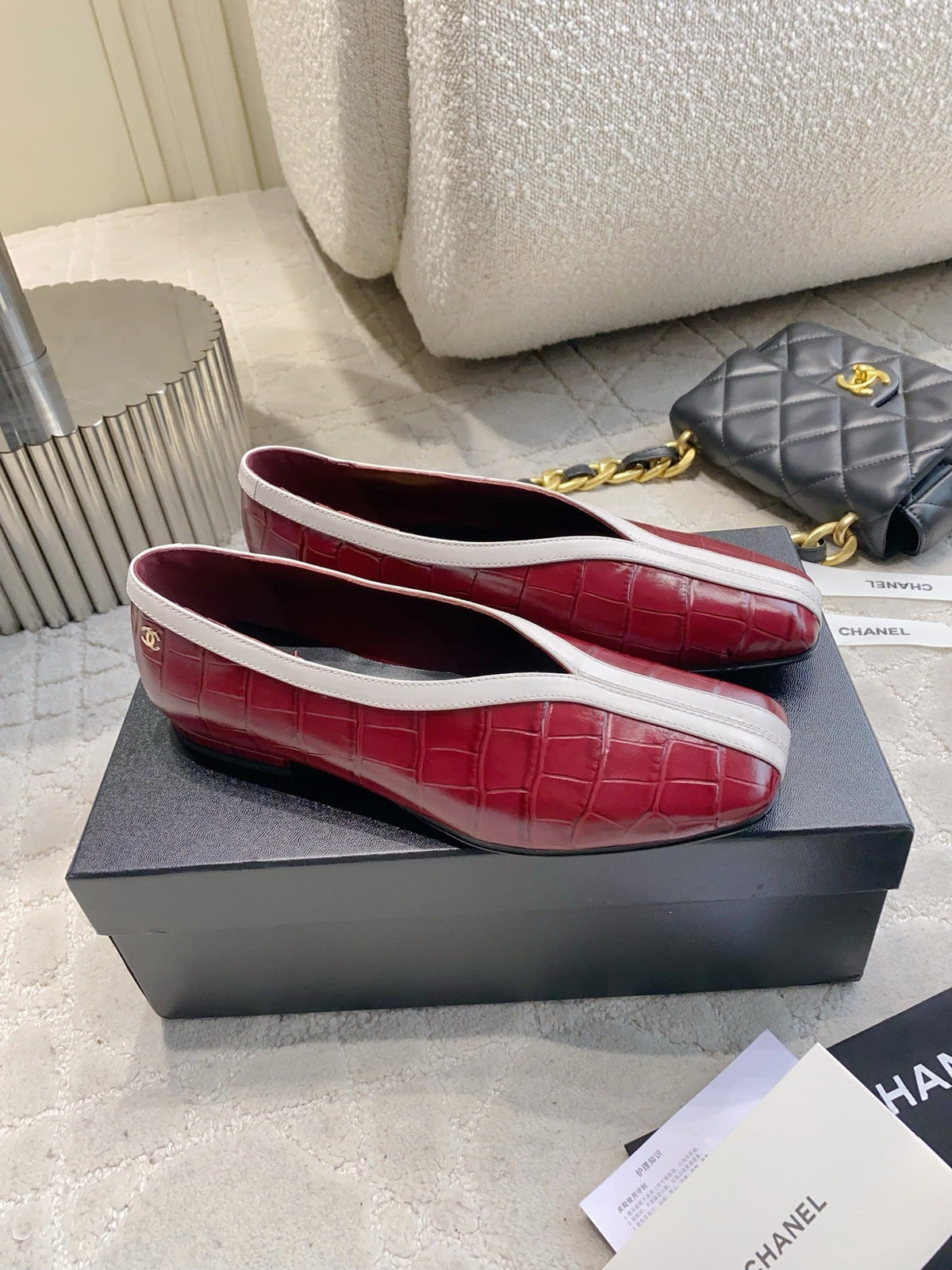 CC 26s Ballet Flat Matthieu Blazy Burugndy Embossed Sheepskin 808128