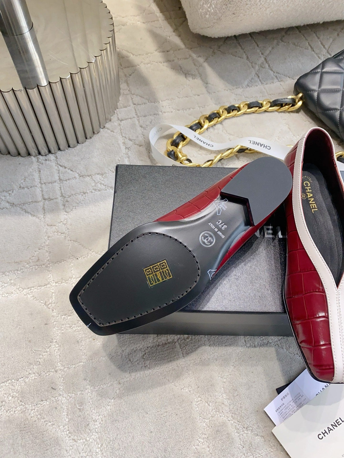 CC 26s Ballet Flat Matthieu Blazy Burugndy Embossed Sheepskin 808128