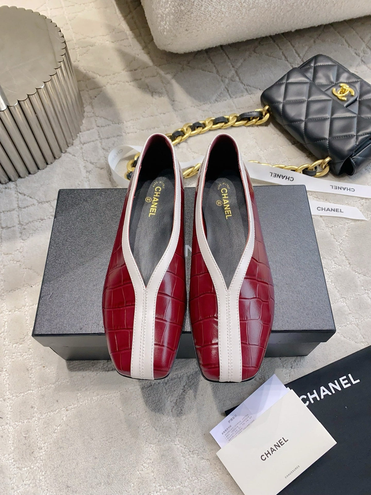CC 26s Ballet Flat Matthieu Blazy Burugndy Embossed Sheepskin 808128