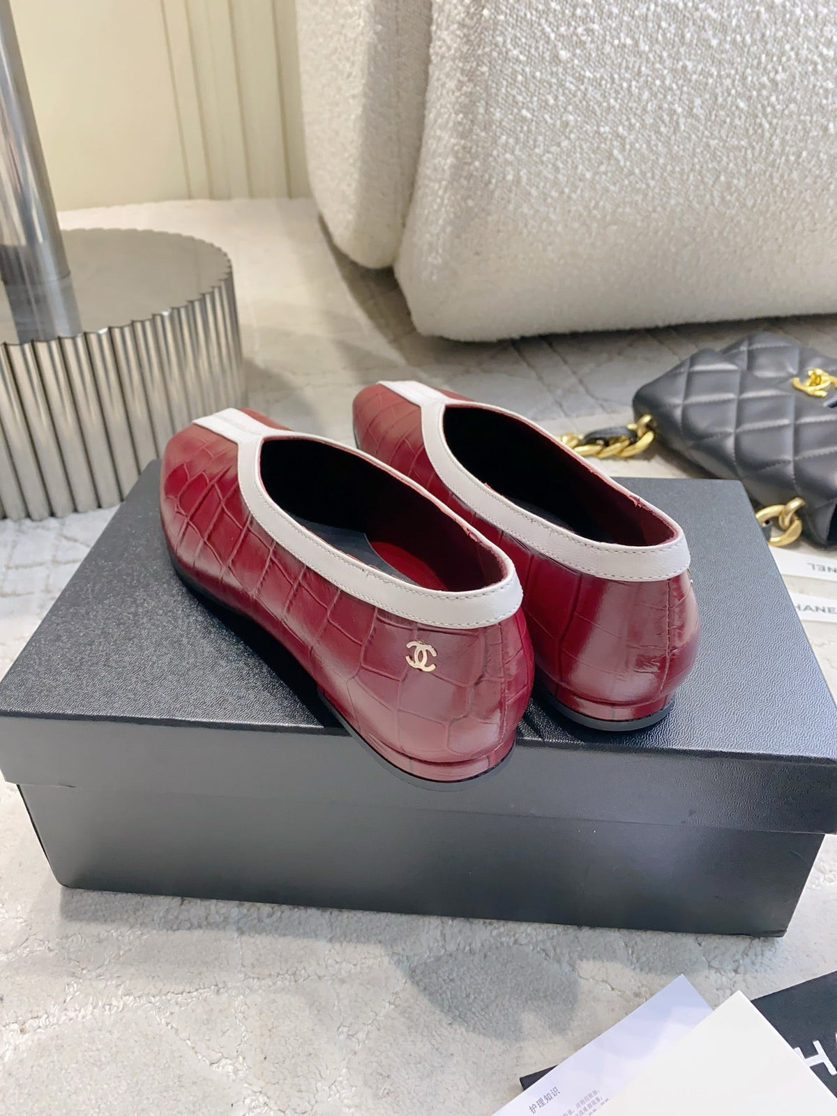 CC 26s Ballet Flat Matthieu Blazy Burugndy Embossed Sheepskin 808128